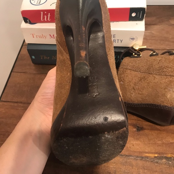 Tory Burch Halima Gold Hardware brown suede boots - Picture 3 of 7